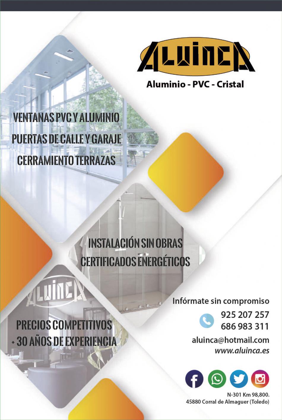 Tarjetas de publicidad de Aluinca