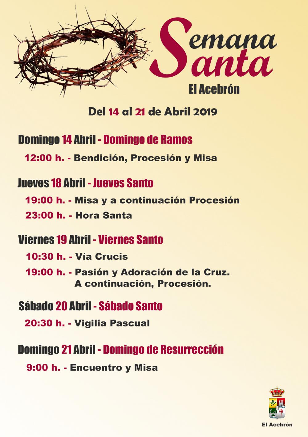 Programación Semana Santa El Acebrón 2019
